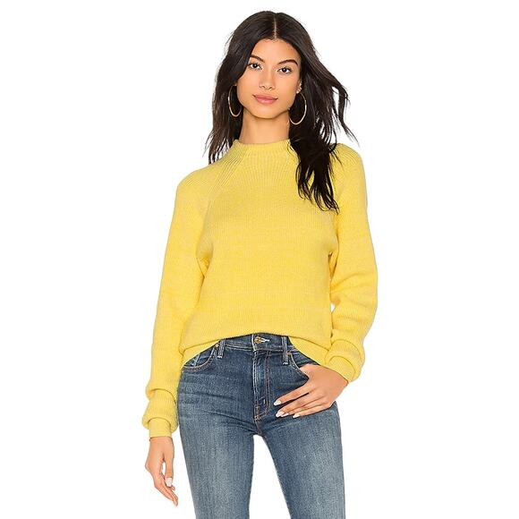 Free People Women's Yellow Ribbed Too Good Pullover Knit Sweater Size XS - Picture 5 of 6
